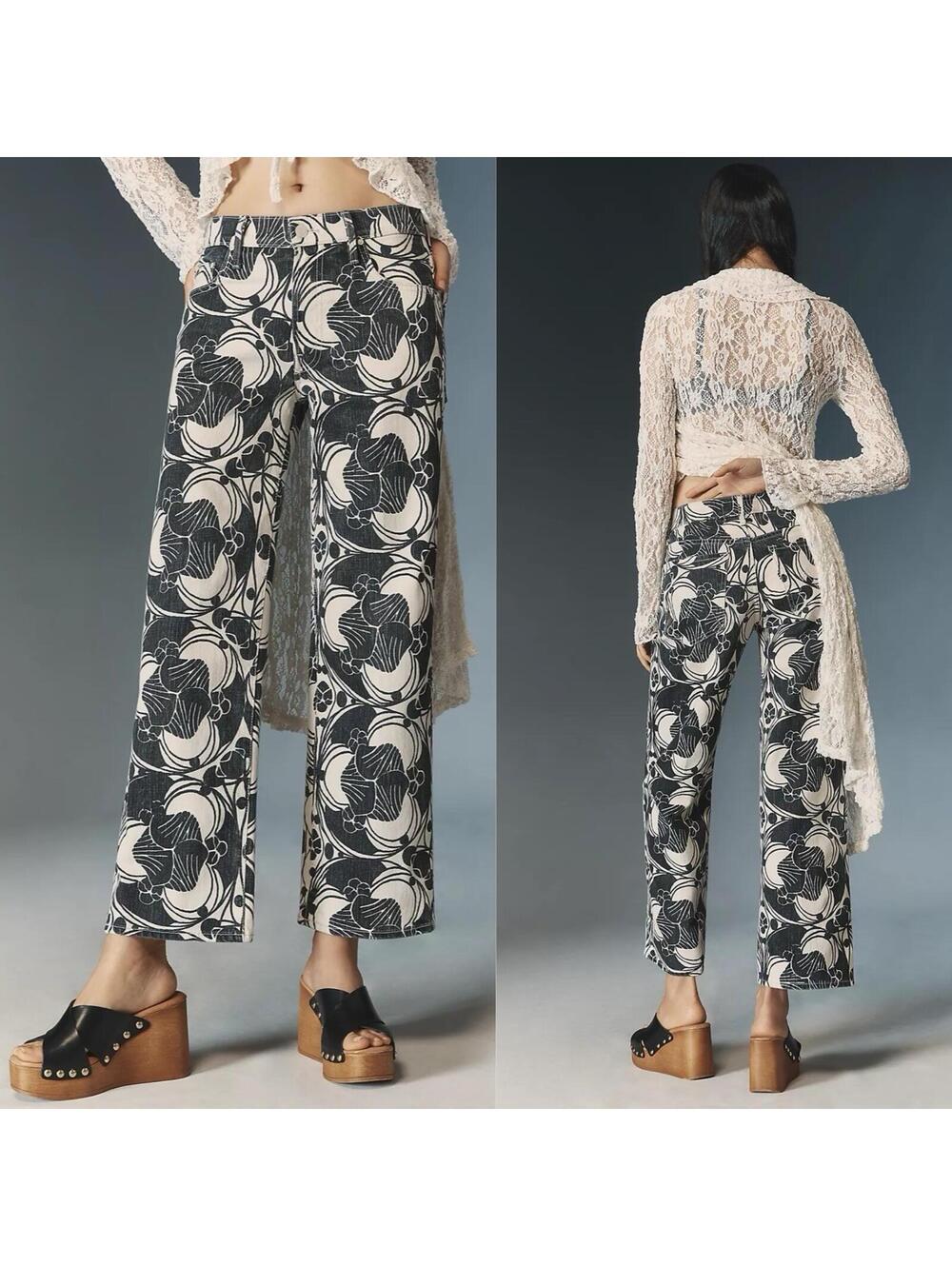 NWT MOTHER Superior Printed Mid Rise The Rambler Zip Ankle Jeans - Size 27